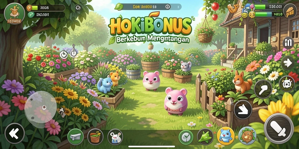 Tampilan gameplay seru HOKIBONUS dengan aktivitas berkebun yang menyenangkan.