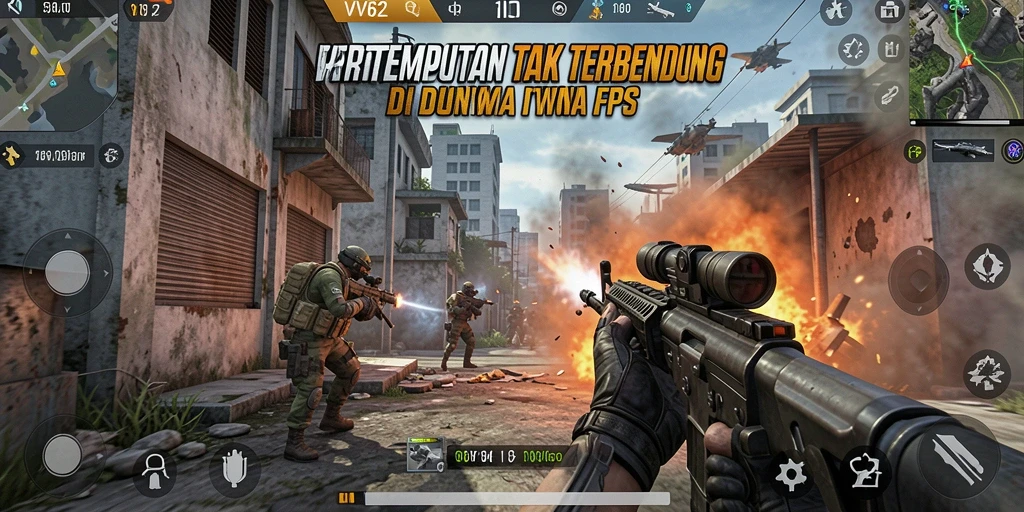 Tangkapan layar gameplay mendebarkan dalam VV62, menunjukkan aksi FPS yang seru.